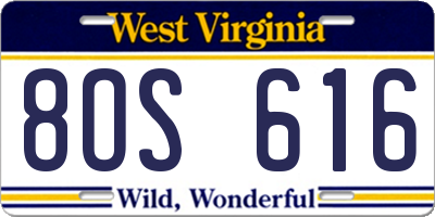 WV license plate 8OS616