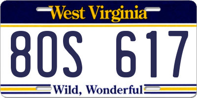 WV license plate 8OS617