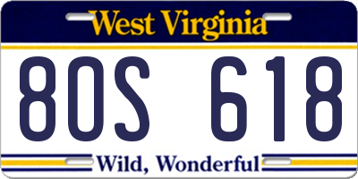 WV license plate 8OS618