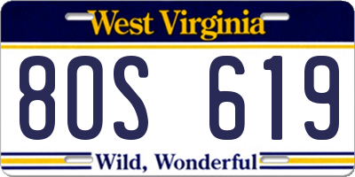 WV license plate 8OS619