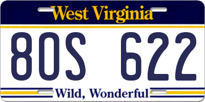 WV license plate 8OS622