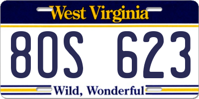 WV license plate 8OS623