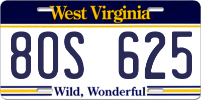 WV license plate 8OS625