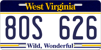 WV license plate 8OS626