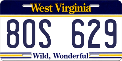 WV license plate 8OS629