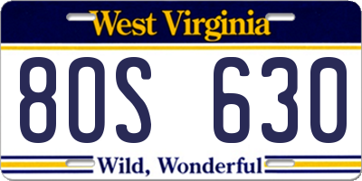 WV license plate 8OS630