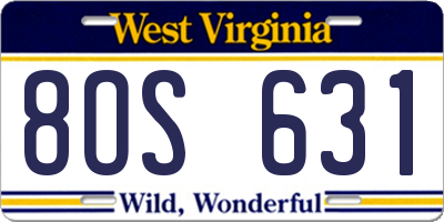 WV license plate 8OS631