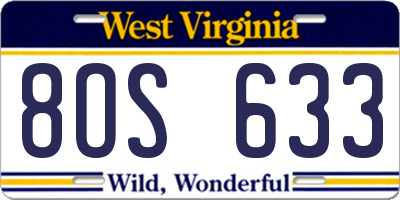 WV license plate 8OS633