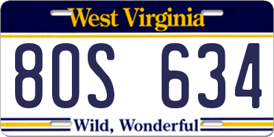 WV license plate 8OS634