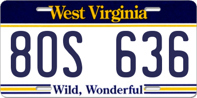 WV license plate 8OS636