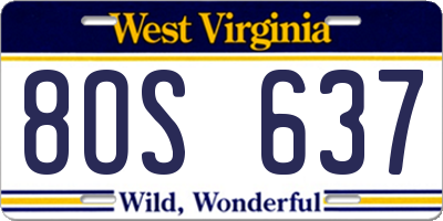 WV license plate 8OS637