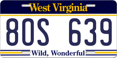 WV license plate 8OS639