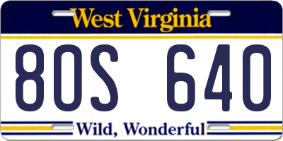 WV license plate 8OS640