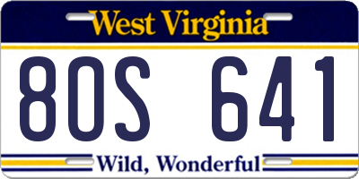 WV license plate 8OS641