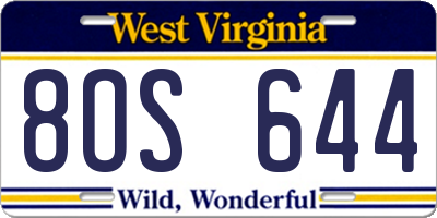 WV license plate 8OS644