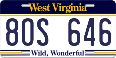 WV license plate 8OS646