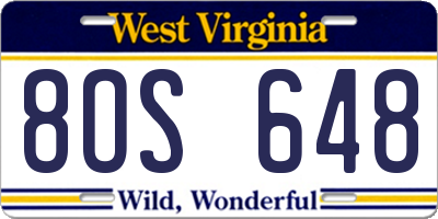 WV license plate 8OS648