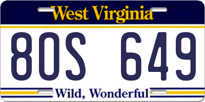 WV license plate 8OS649