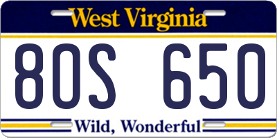 WV license plate 8OS650