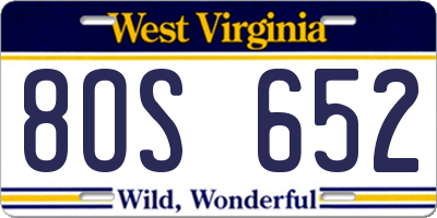 WV license plate 8OS652