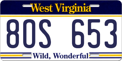 WV license plate 8OS653