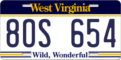 WV license plate 8OS654