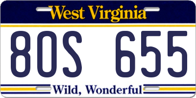 WV license plate 8OS655