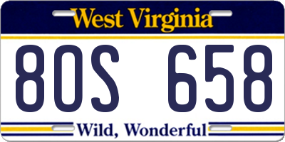 WV license plate 8OS658