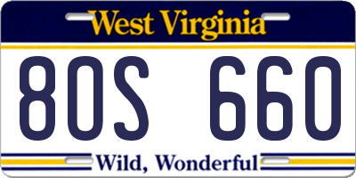 WV license plate 8OS660