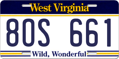 WV license plate 8OS661