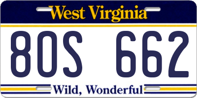WV license plate 8OS662