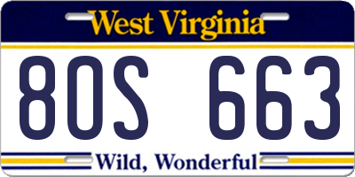 WV license plate 8OS663