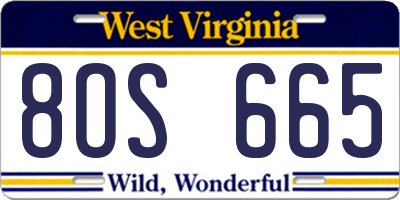 WV license plate 8OS665