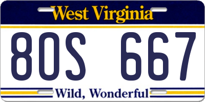 WV license plate 8OS667