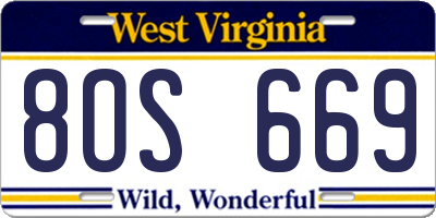 WV license plate 8OS669