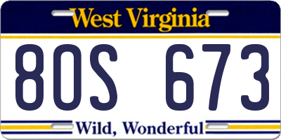 WV license plate 8OS673