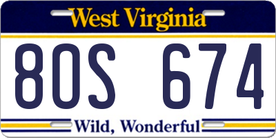 WV license plate 8OS674