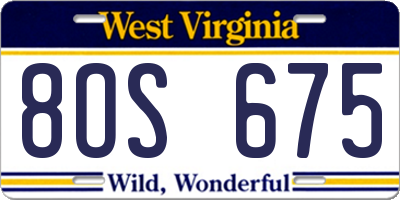 WV license plate 8OS675