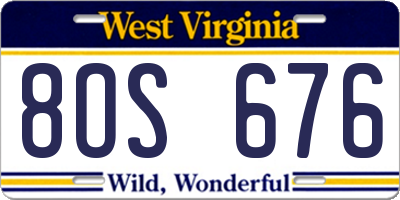 WV license plate 8OS676