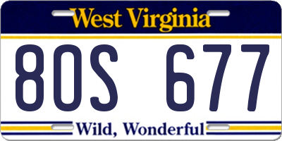 WV license plate 8OS677