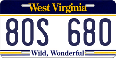 WV license plate 8OS680