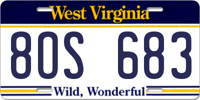 WV license plate 8OS683