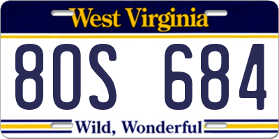 WV license plate 8OS684