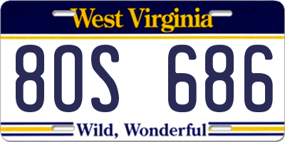WV license plate 8OS686