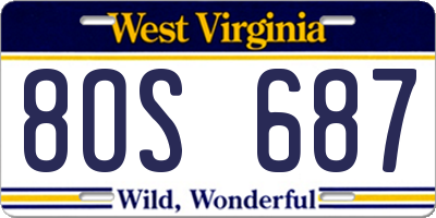 WV license plate 8OS687