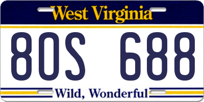 WV license plate 8OS688