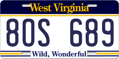 WV license plate 8OS689
