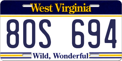 WV license plate 8OS694
