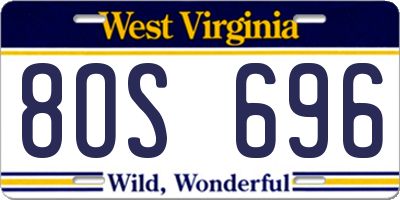 WV license plate 8OS696