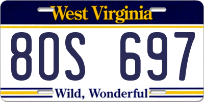 WV license plate 8OS697